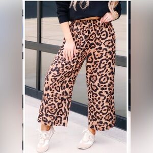 Shannon Passero Leopard Print Wide-Leg Pants NWT Small Quirky KIMONO LISTED TOO